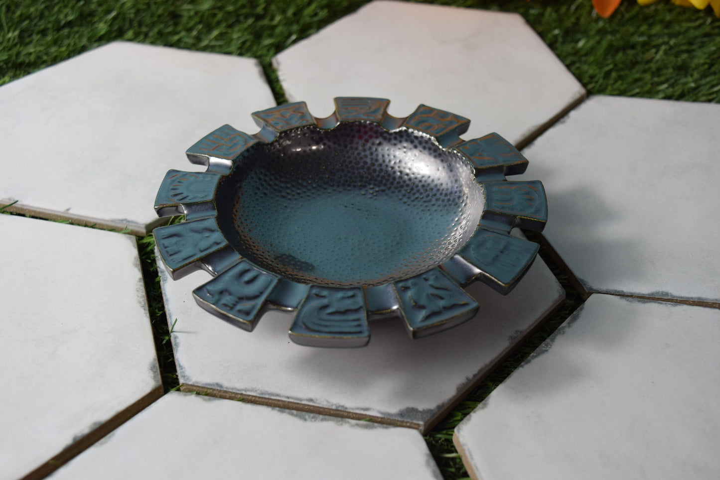 Celestial Ceramic Ash Tray: Rustic Boho Astrology Trinket Dish & Ring Holder for Housewarming Gifts