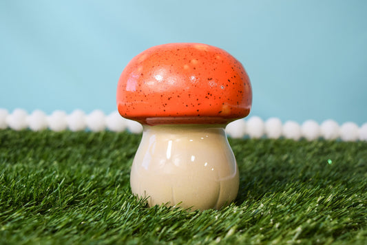 Vintage Ceramic Chunky Mushroom Yard Art: Whimsical Retro Garden Decor, Housewarming Gift for Nature Lovers