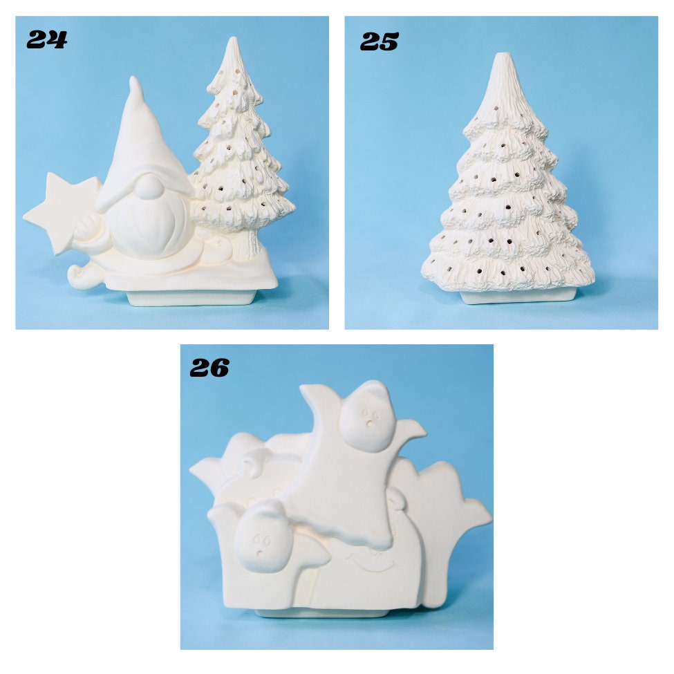 RESERVED for Patricia Nicholson Bisque train Inserts | Clay Magic Truck | Clay Magic Train | DIY Ceramic Painting | Santa and Mrs.