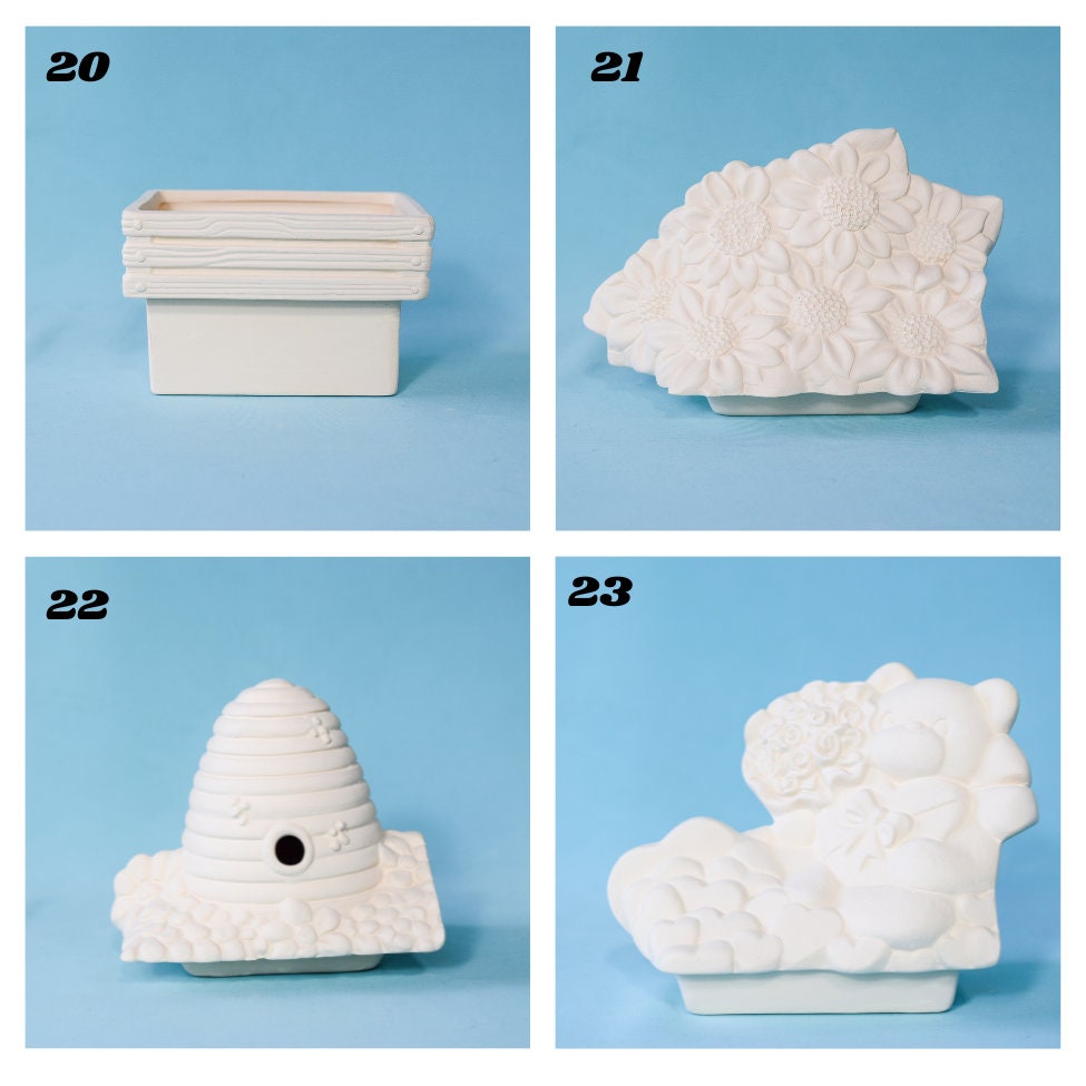 RESERVED for Patricia Nicholson Bisque train Inserts | Clay Magic Truck | Clay Magic Train | DIY Ceramic Painting | Santa and Mrs.