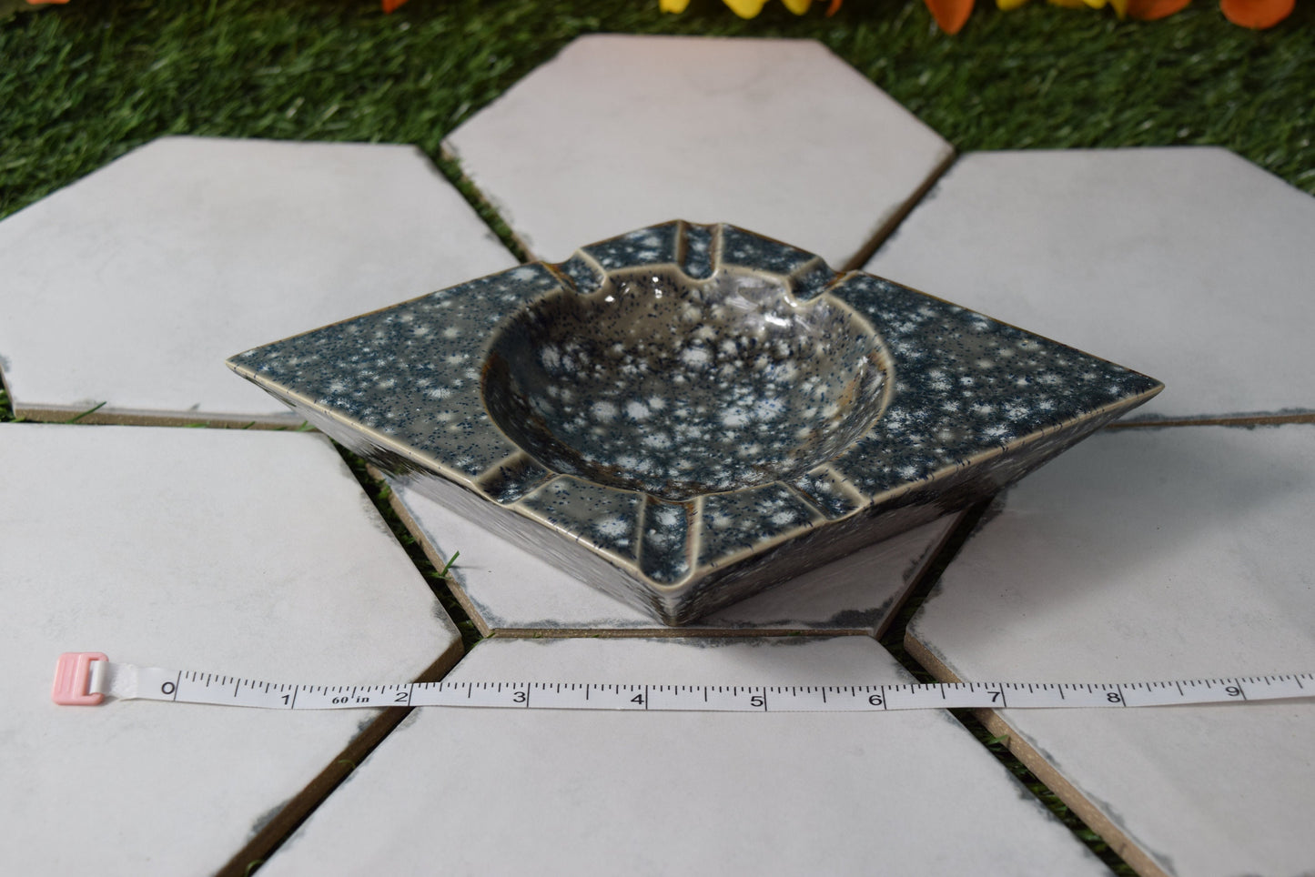Vintage-Inspired Diamond Ashtray: Geometric Catchall for Keys, Rings & Trinkets - Unique Housewarming Gift