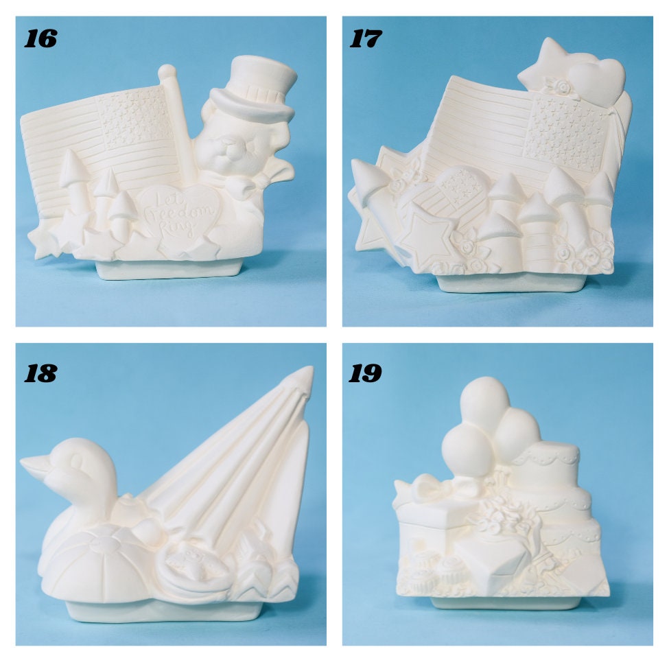 RESERVED for Patricia Nicholson Bisque train Inserts | Clay Magic Truck | Clay Magic Train | DIY Ceramic Painting | Santa and Mrs.