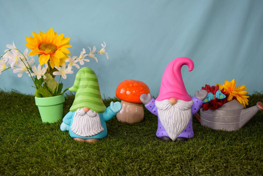 Happy Little Spring Gnomes | Father's Day Gift Idea | Bright Spring Gonk | Nordic Style Gnome | Cottagecore | Gnome Family - Teresa's Ceramics