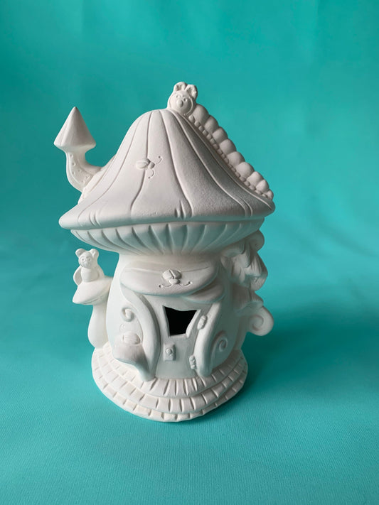 DIY Ceramic Fairy House Bisque - Paint Your Own Magical Garden Decor - Unpainted Artist Gift