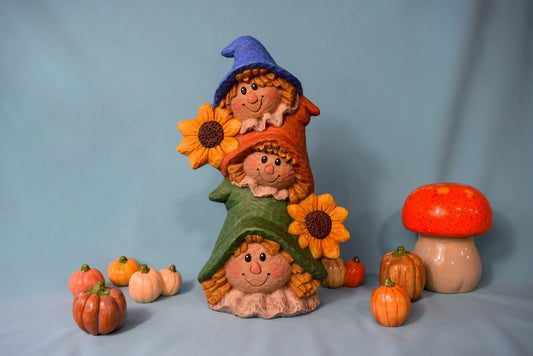 Fall Scarecrow Stack | Fall Garden Decor | Fall Harvest Decor | Farmhouse Decor | Cottagecore Decor | Garden Yard and Porch Decor