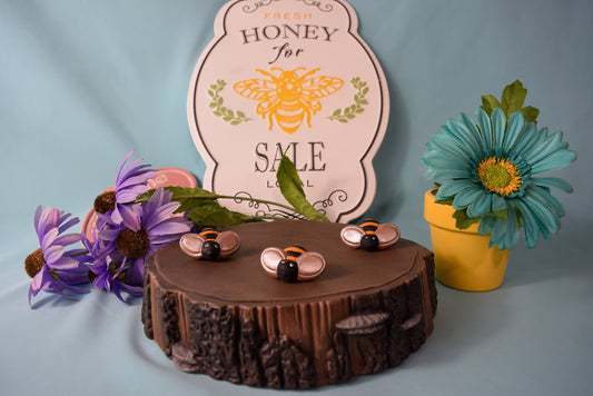 Miniature Ceramic Honey Bee Trio: Garden Art, Nursery Decor, Baby Shower Gift, Yard Ornaments