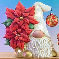 Large Bisque Poinsetta Gnomes | Christmas Paint Party | Unfinished Ceramics | Do It Yourself | Paint Your Own Gonk | Garden and Yard Art - Teresa's Ceramics
