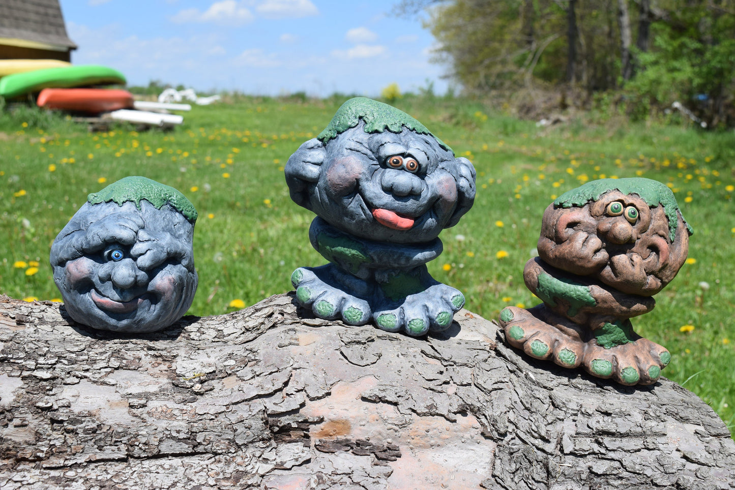 Rock Faces - Speak No Evil - See No Evil - Hear No Evil - Funny Face Garden Stone Decor