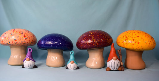 Medium Sized Garden Mushroom | Trippy Mushroom Garden | Fairy Garden Accessory | Tie Dye Toadstool | Choose Your Own Style | Vintage Mold - Teresa's Ceramics