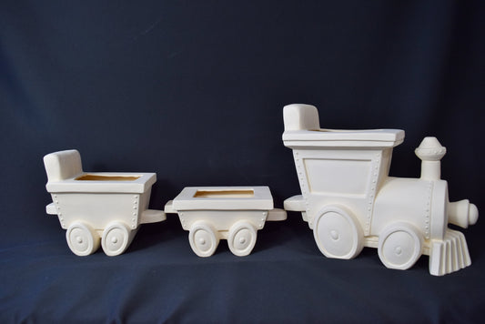 Bisque Train Set | Paint Your Own | Paint Party | Do It Yourself | Vintage Toy Train Ceramic Set | Unpainted Ceramics - Teresa's Ceramics
