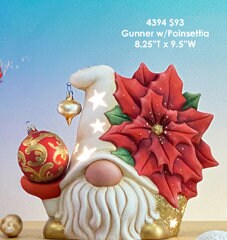 DIY Poinsettia Gnome Tea Light Holder - Paint Your Own Bisque Ceramic Christmas Decoration Kit - Teresa's Ceramics