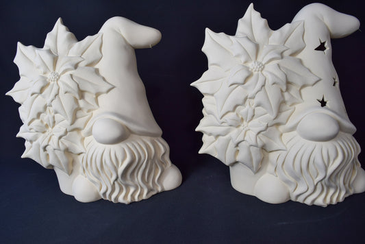 Large Bisque Poinsetta Gnomes | Christmas Paint Party | Unfinished Ceramics | Do It Yourself | Paint Your Own Gonk | Garden and Yard Art - Teresa's Ceramics