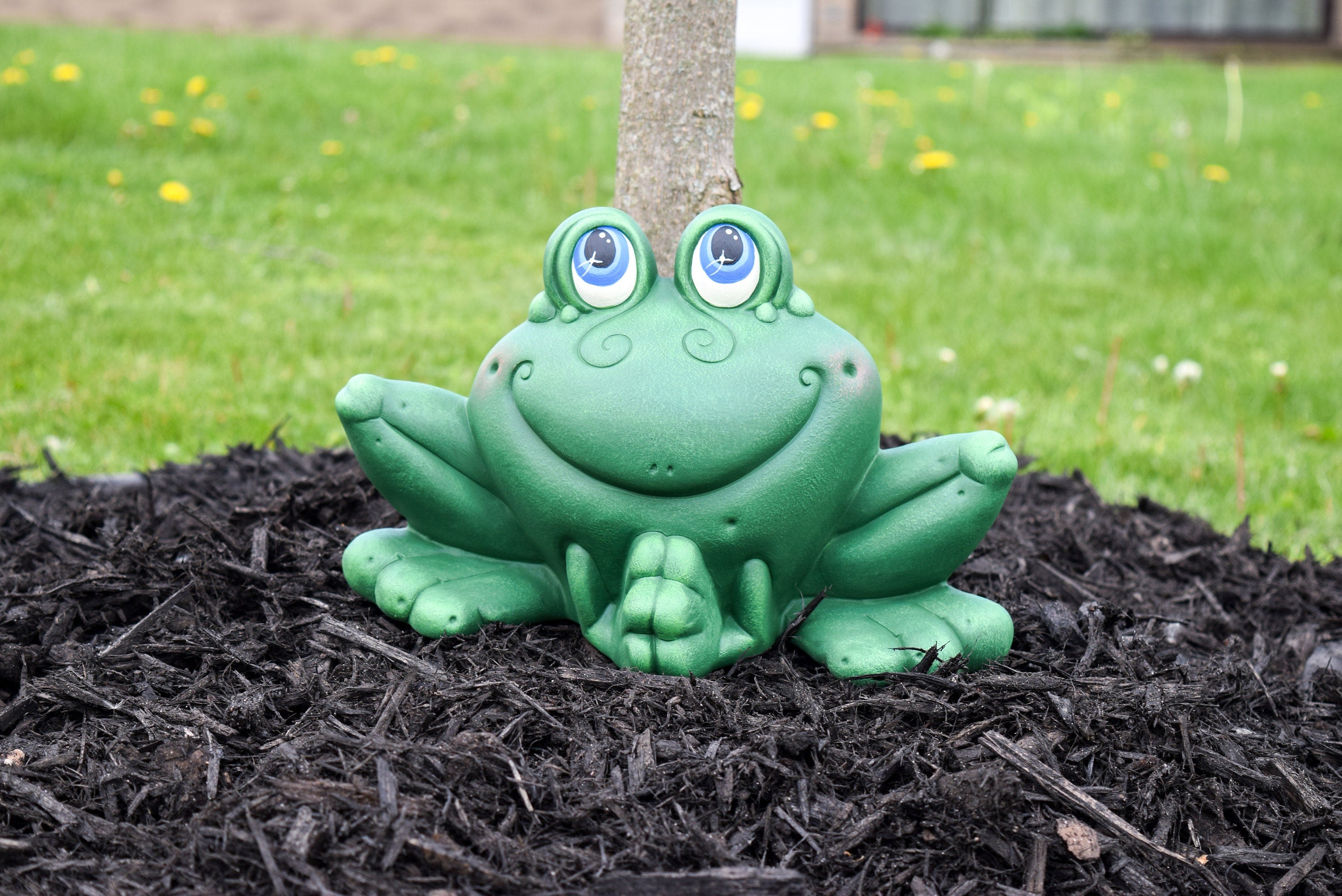 Jumbo Ceramic Smiling Green Tree Frog Figurine For Garden Patio And jumbo-ceramic-smiling-green-tree-frog-figurine-for-garden-patio-and