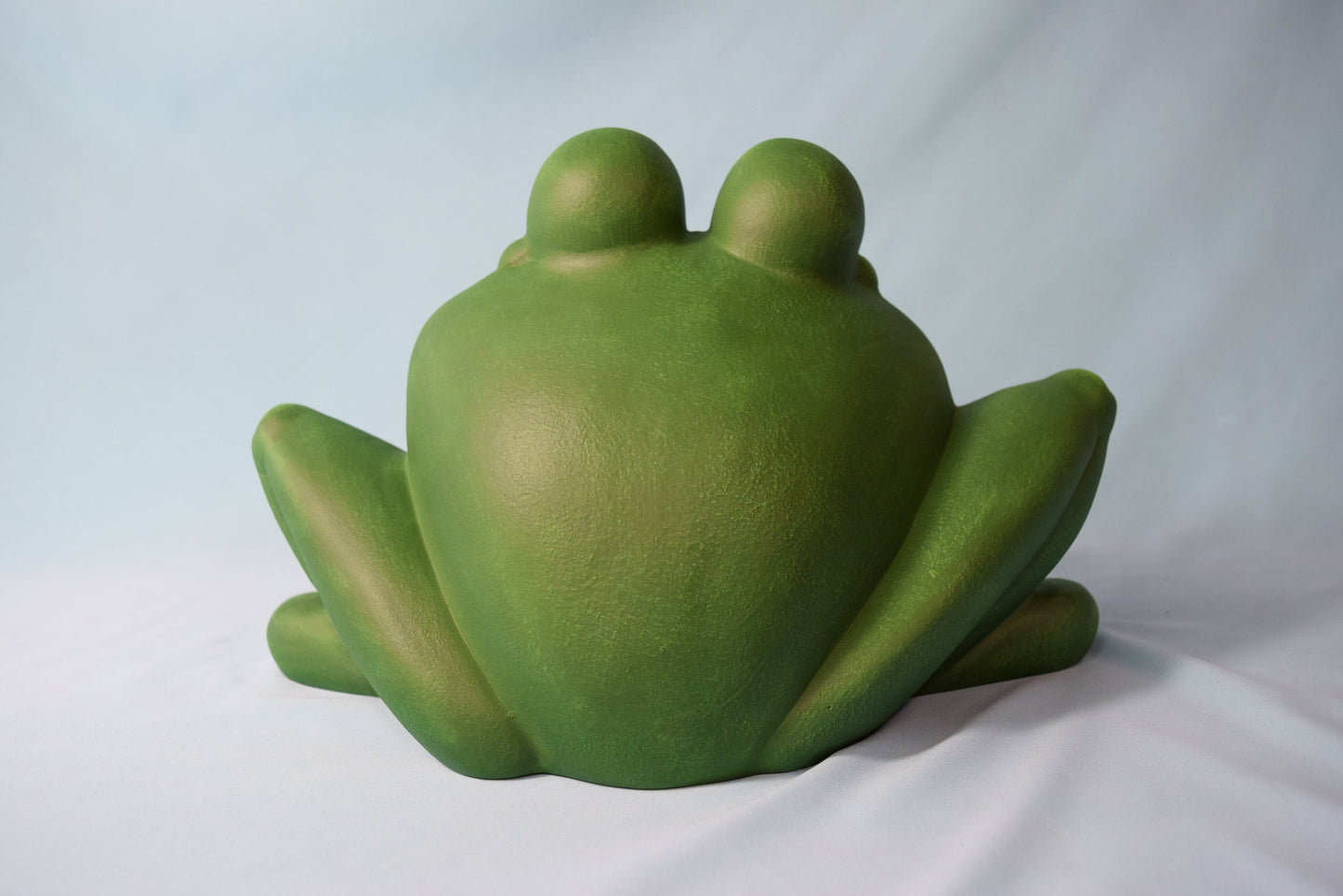 Jumbo Ceramic Smiling Green Tree Frog Figurine for Garden, Patio, and Yard Decor - Praying Outdoor Sculpture