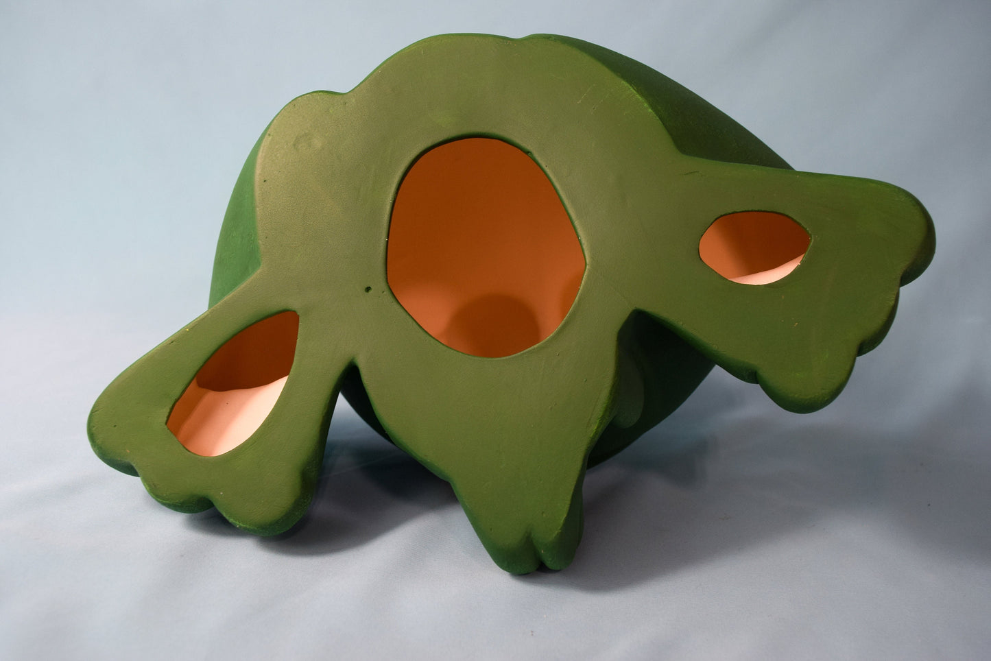 Jumbo Ceramic Smiling Green Tree Frog Figurine for Garden, Patio, and Yard Decor - Praying Outdoor Sculpture