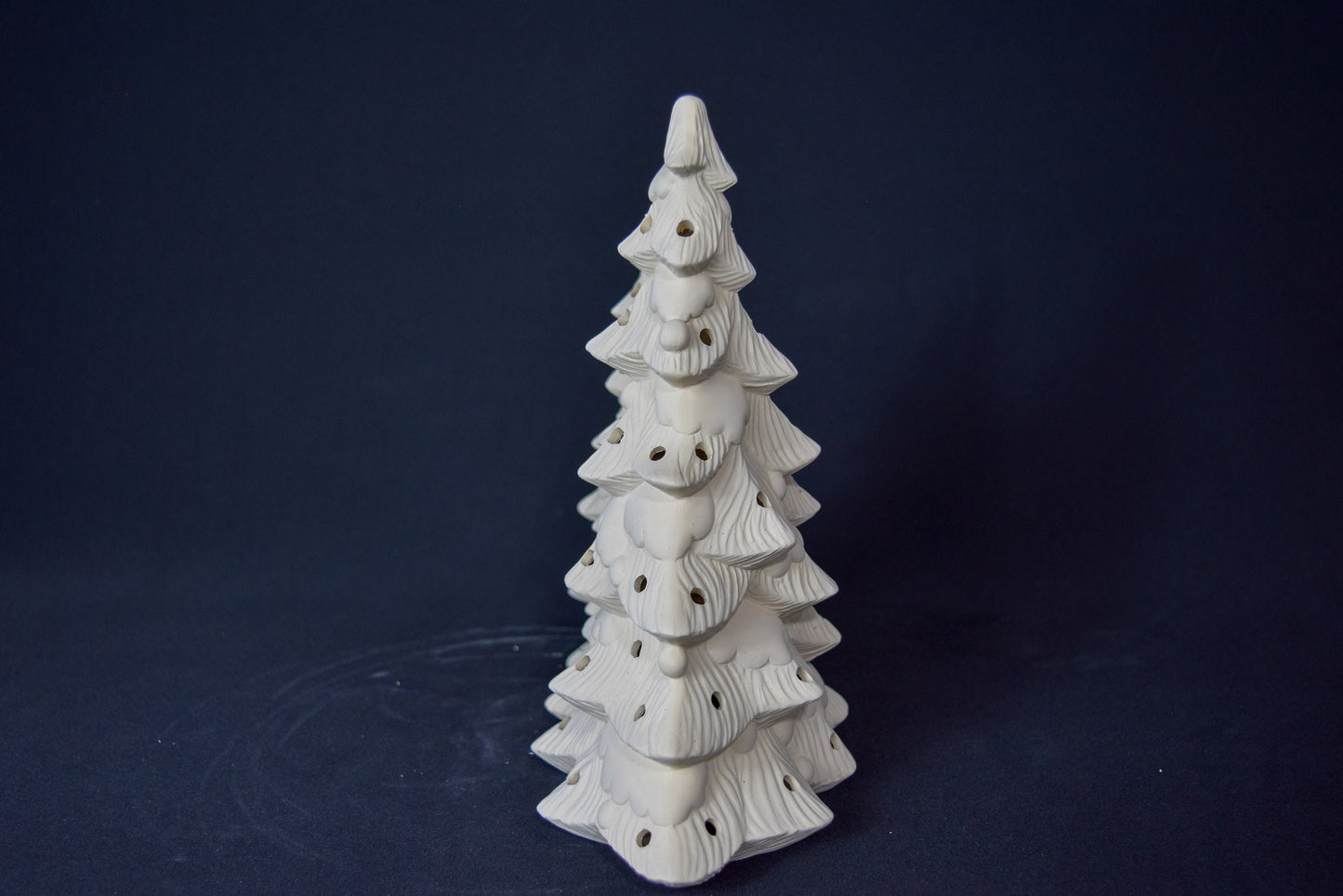 DIY Lighted Ceramic Christmas Tree Bisque - Unpainted Snowy Vintage Mold for Paint Party
