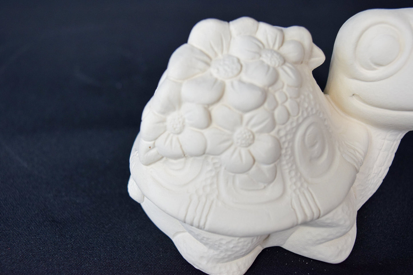 Unpainted Ceramic Flower Turtle Figurine - DIY Paint Kit for Kids' Art Party & Garden Decor - Teresa's Ceramics