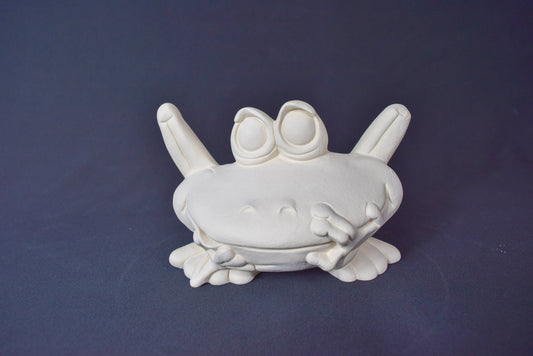 Unpainted Medium Chit Chat Frog | Clay Magic | Do It Yourself Paint Project | Ceramic Frog | Paint Party | Excellent Quality Bisque - Teresa's Ceramics