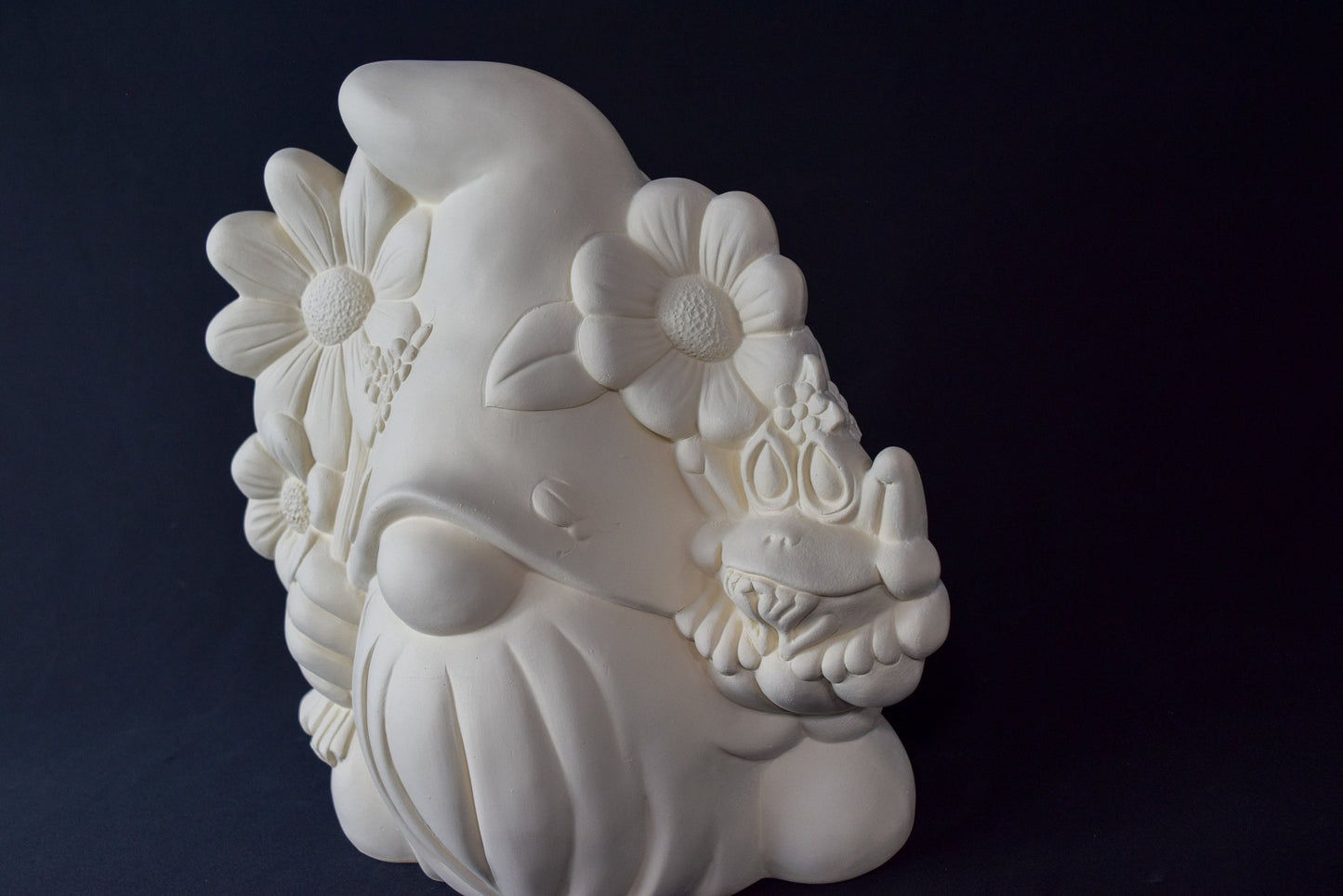 DIY Ceramic Frog Gnome with Flower | Unpainted Spring Summer Gonk Figurine | Paint Party Craft Project