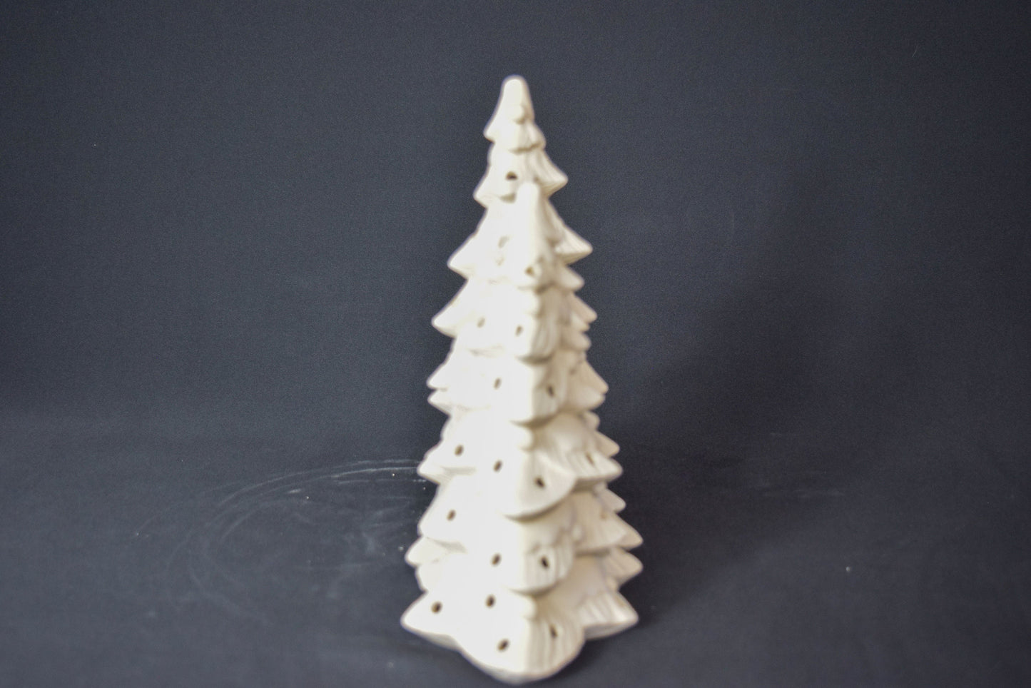 DIY Lighted Ceramic Christmas Tree Bisque - Unpainted Snowy Vintage Mold for Paint Party