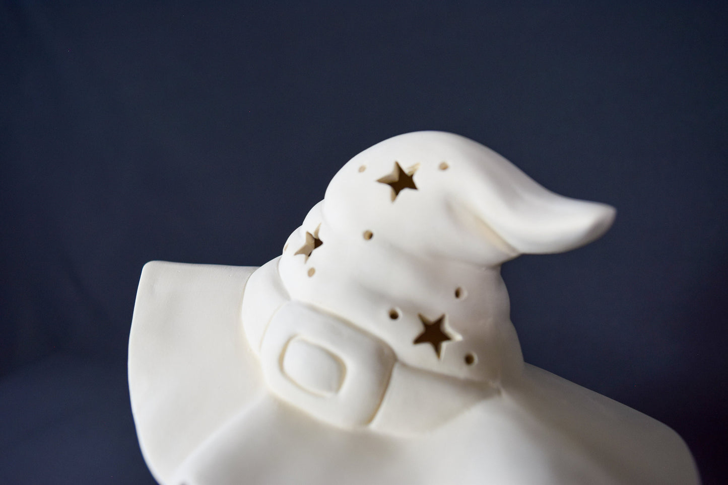 Unpainted Ceramic Witch Hat Bat on Light-Up Jack-o-Lantern: DIY Halloween Craft & Tree Topper