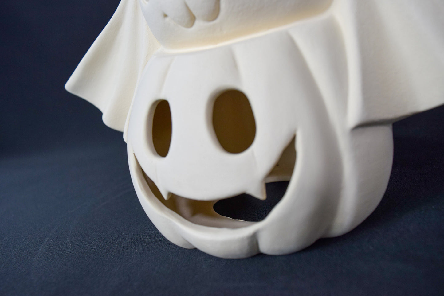 Unpainted Ceramic Witch Hat Bat on Light-Up Jack-o-Lantern: DIY Halloween Craft & Tree Topper