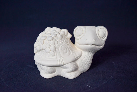 Unpainted Ceramic Flower Turtle Figurine - DIY Paint Kit for Kids' Art Party & Garden Decor - Teresa's Ceramics