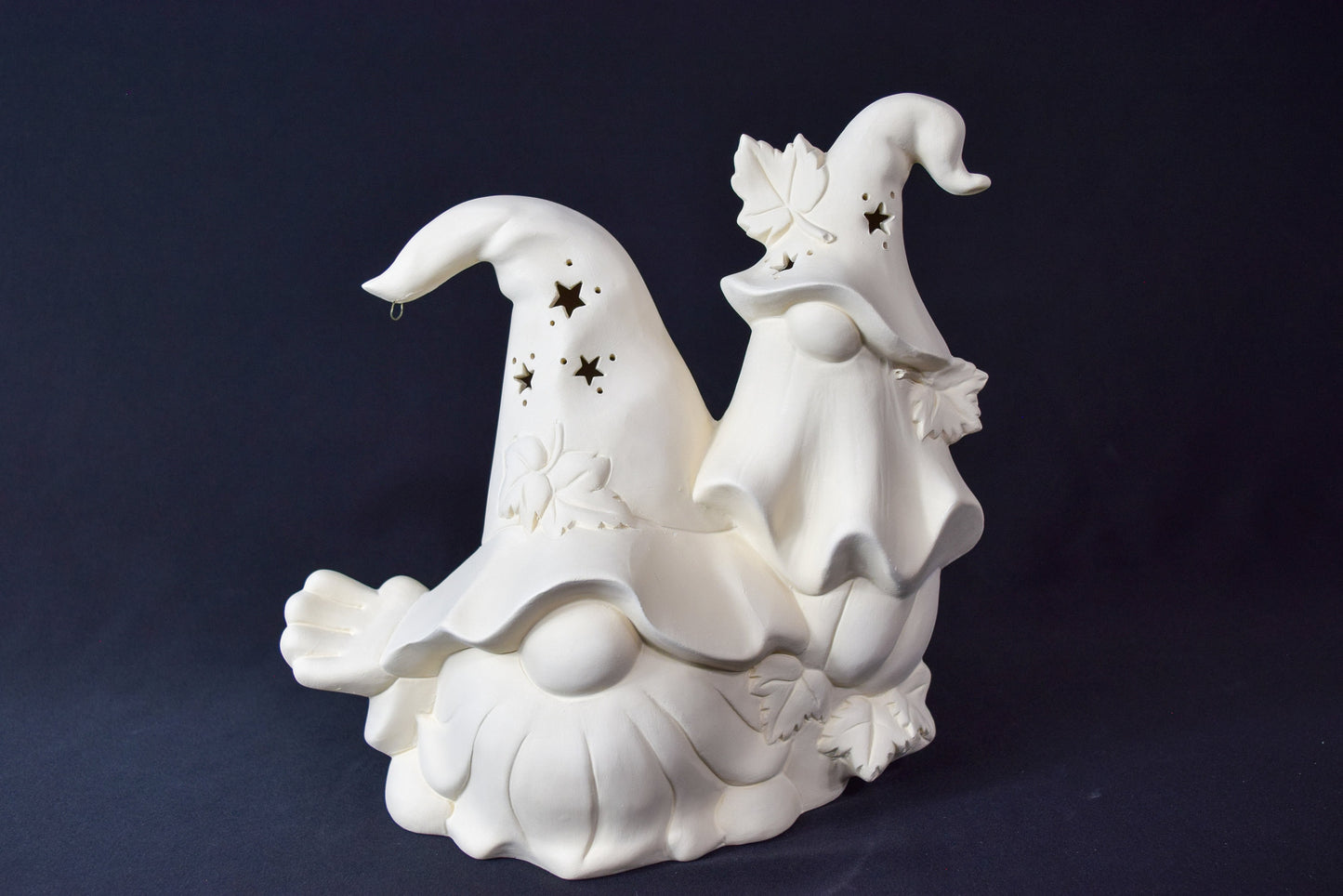 DIY Unpainted Fall Gnome Ornament - Ceramic Bisque Clay Figure for Painting - Halloween Decor Craft