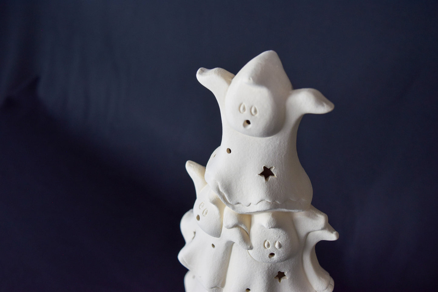 RESERVED for Sydney - Unpainted Ceramic Ghost Christmas Tree | Spooky Halloween Decor | DIY Creepy Cute Marshmallow Figurine