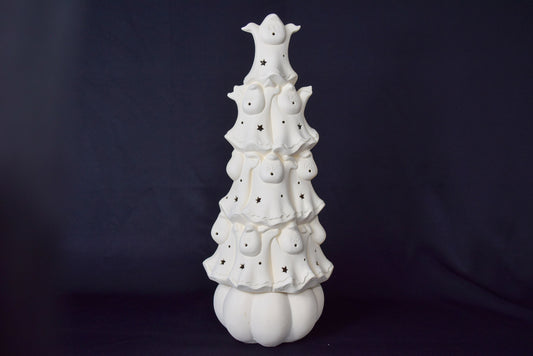 Unpainted Ceramic Ghost Christmas Tree | Spooky Halloween Decor | DIY Creepy Cute Marshmallow Figurine