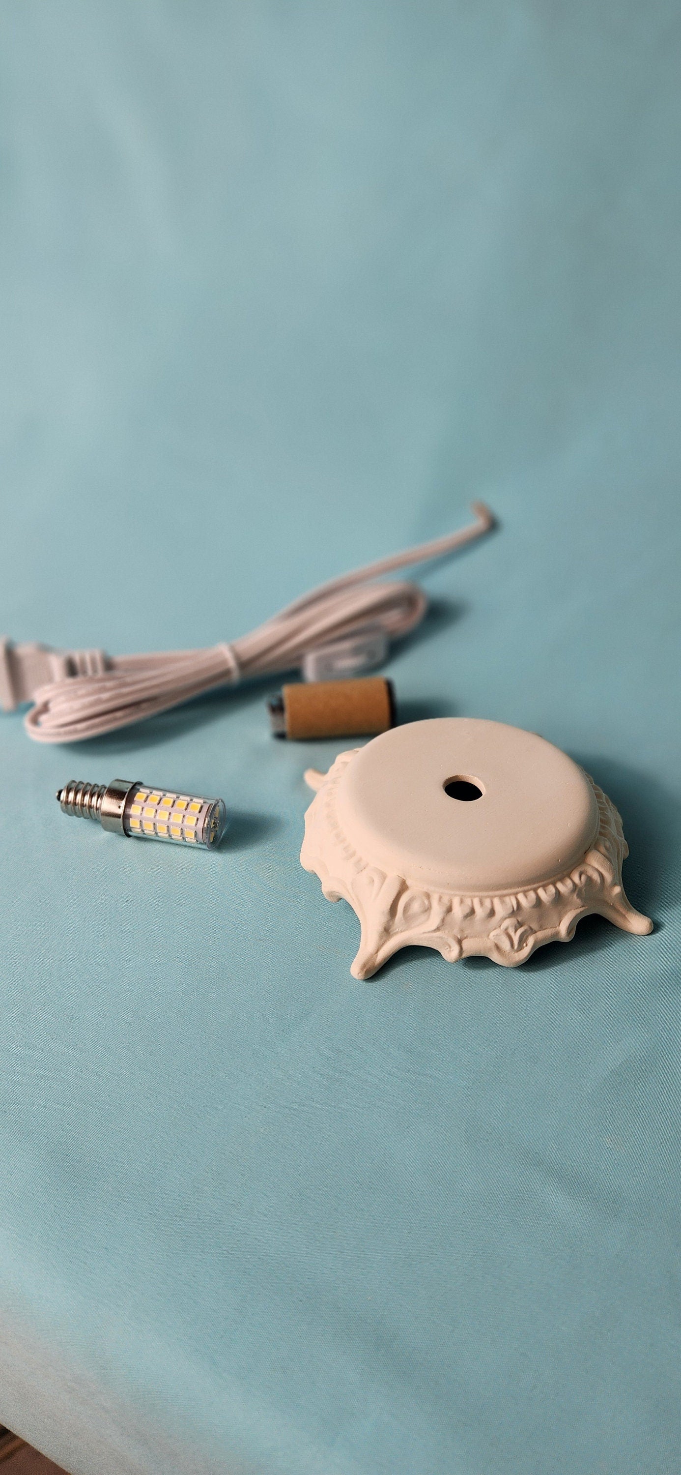 Ornate Lighting Pedestal Unpainted Ceramic Bisque | Gorgeous Ceramic Lighting Stand| - Teresa's Ceramics
