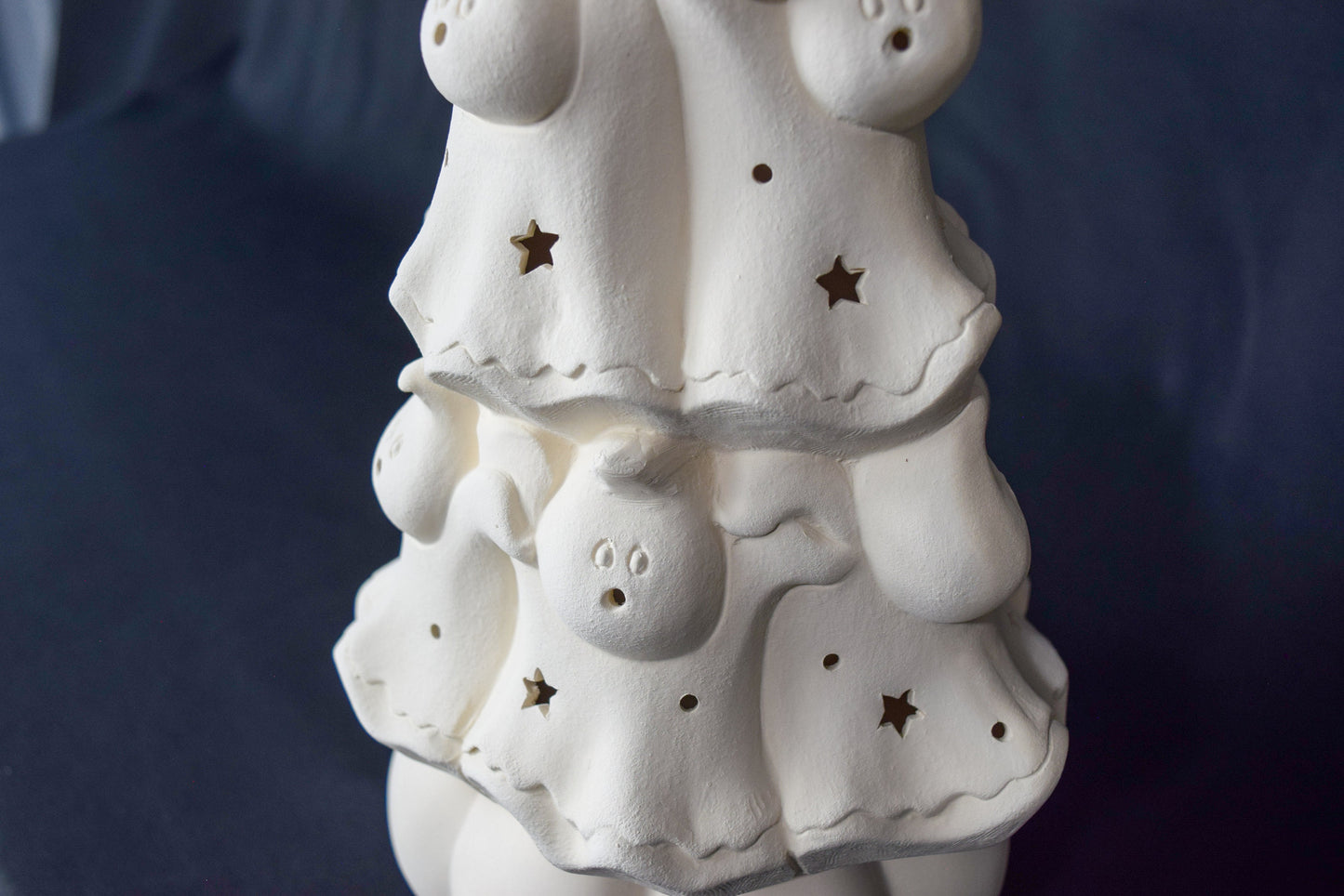 Unpainted Ceramic Ghost Christmas Tree | Spooky Halloween Decor | DIY Creepy Cute Marshmallow Figurine - Teresa's Ceramics