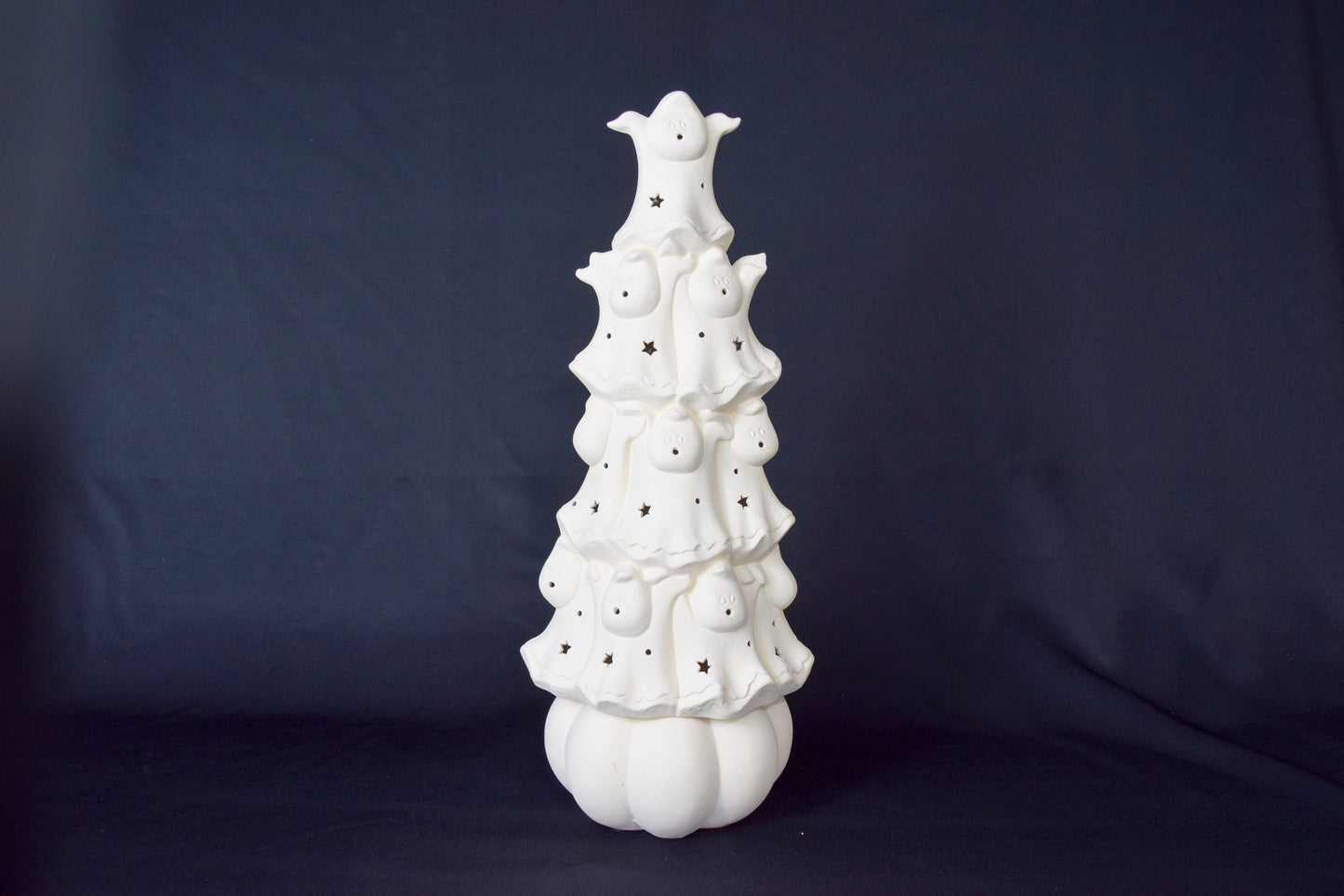 RESERVED for Sydney - Unpainted Ceramic Ghost Christmas Tree | Spooky Halloween Decor | DIY Creepy Cute Marshmallow Figurine