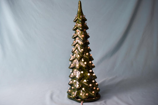 Medium Wispy Pine With Only Clear Lights - Ceramic Christmas Tree- Classic, Clean, Beautiful - Teresa's Ceramics