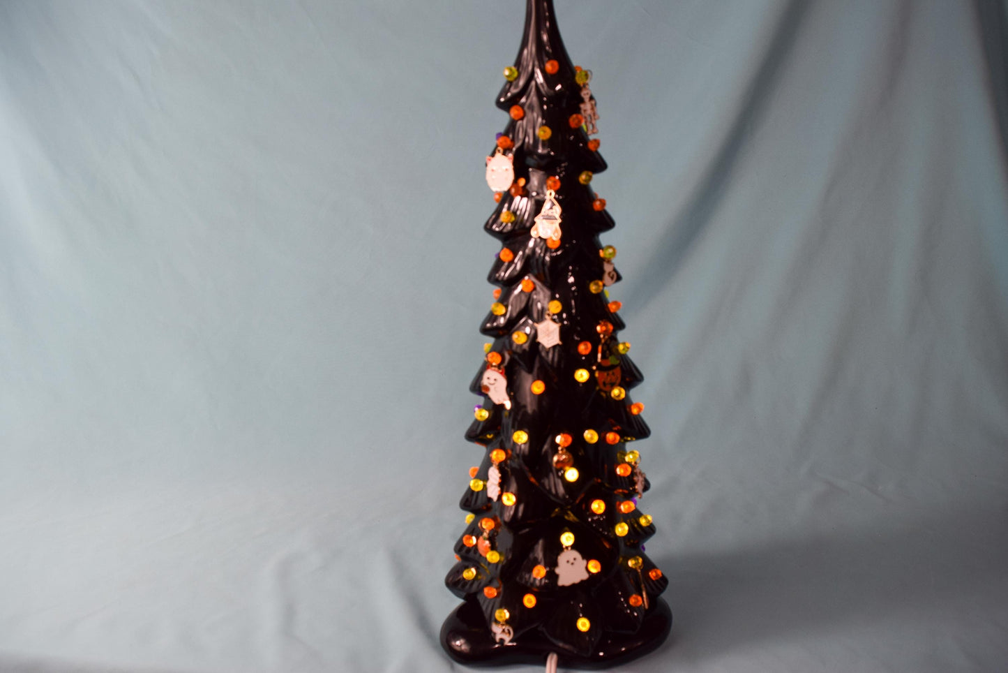 Illuminated Wispy Ghost Ceramic Tree | Spooky Halloween Decor | Retro Heirloom Fall Home Accent