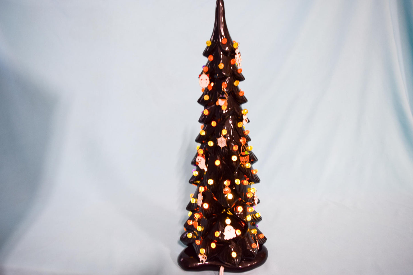 Illuminated Wispy Ghost Ceramic Tree | Spooky Halloween Decor | Retro Heirloom Fall Home Accent