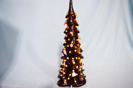 Illuminated Wispy Ghost Ceramic Tree | Spooky Halloween Decor | Retro Heirloom Fall Home Accent