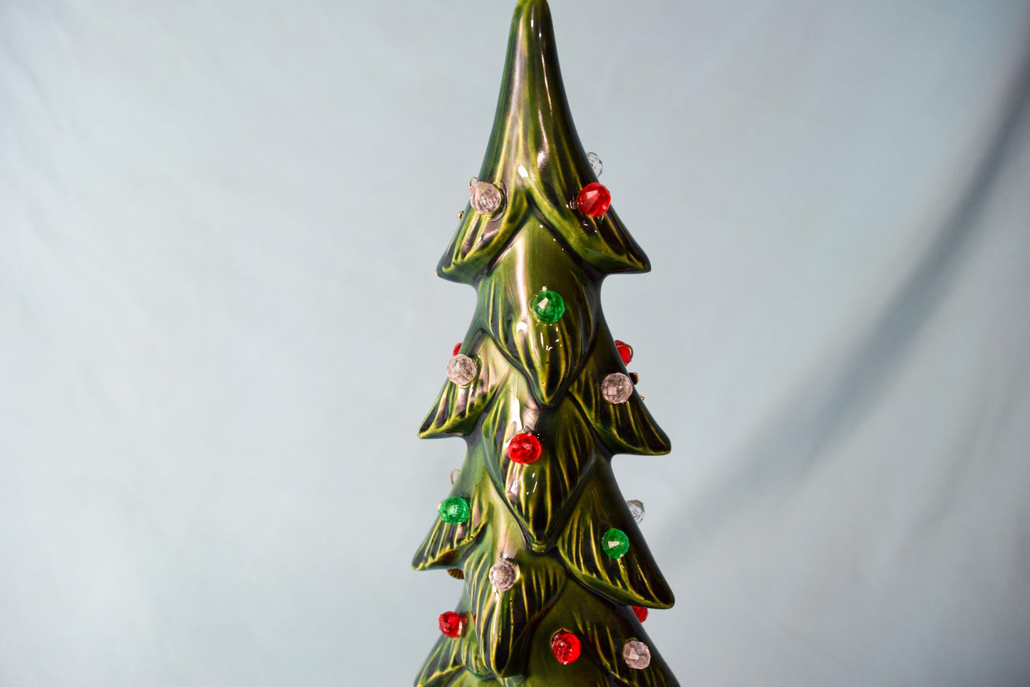 Spooky Black Skeleton Key Halloween Tree with Eerie Green Illumination - Gothic Ceramic Decor