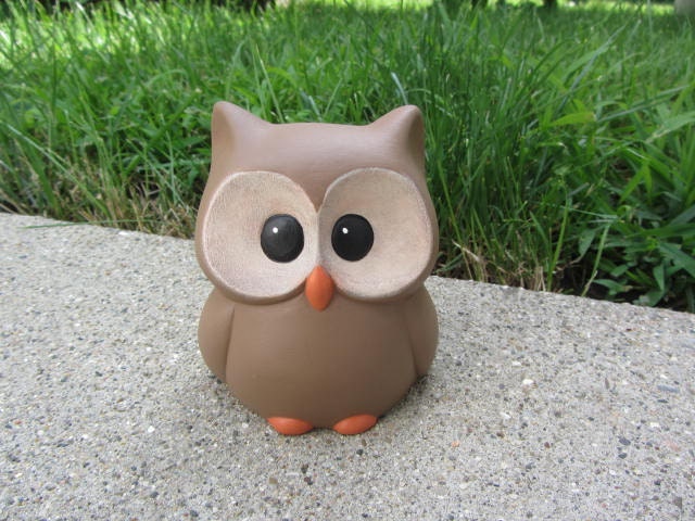 Adorable Ceramic Owl Figurine - Woodland Animal Decor, Baby Shower Gift, Cake Topper, Garden Accessory