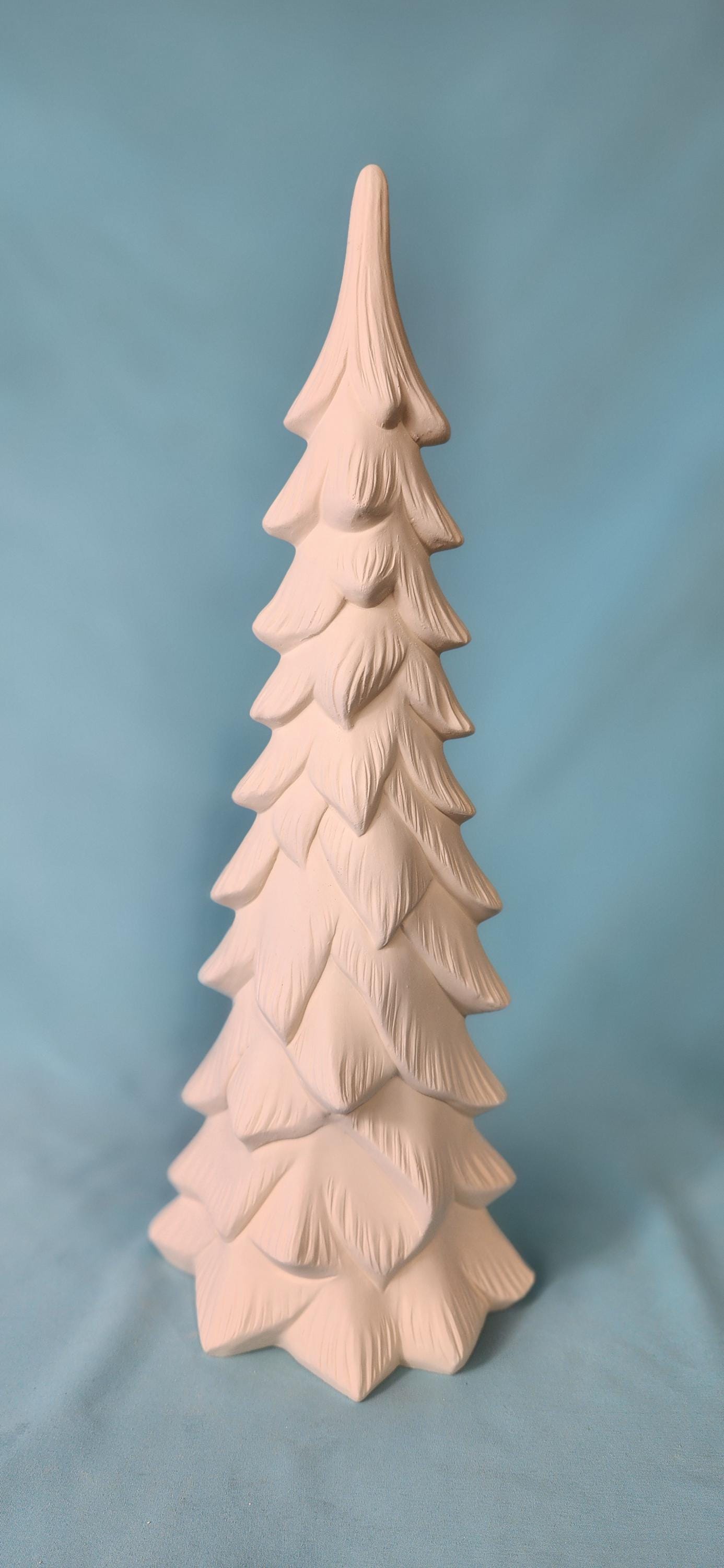 Ready To Paint | Select Your Size | Wispy Bisque Trees | Heirloom Ceramic Tree | Winter Holiday Decor | Night Light - Teresa's Ceramics