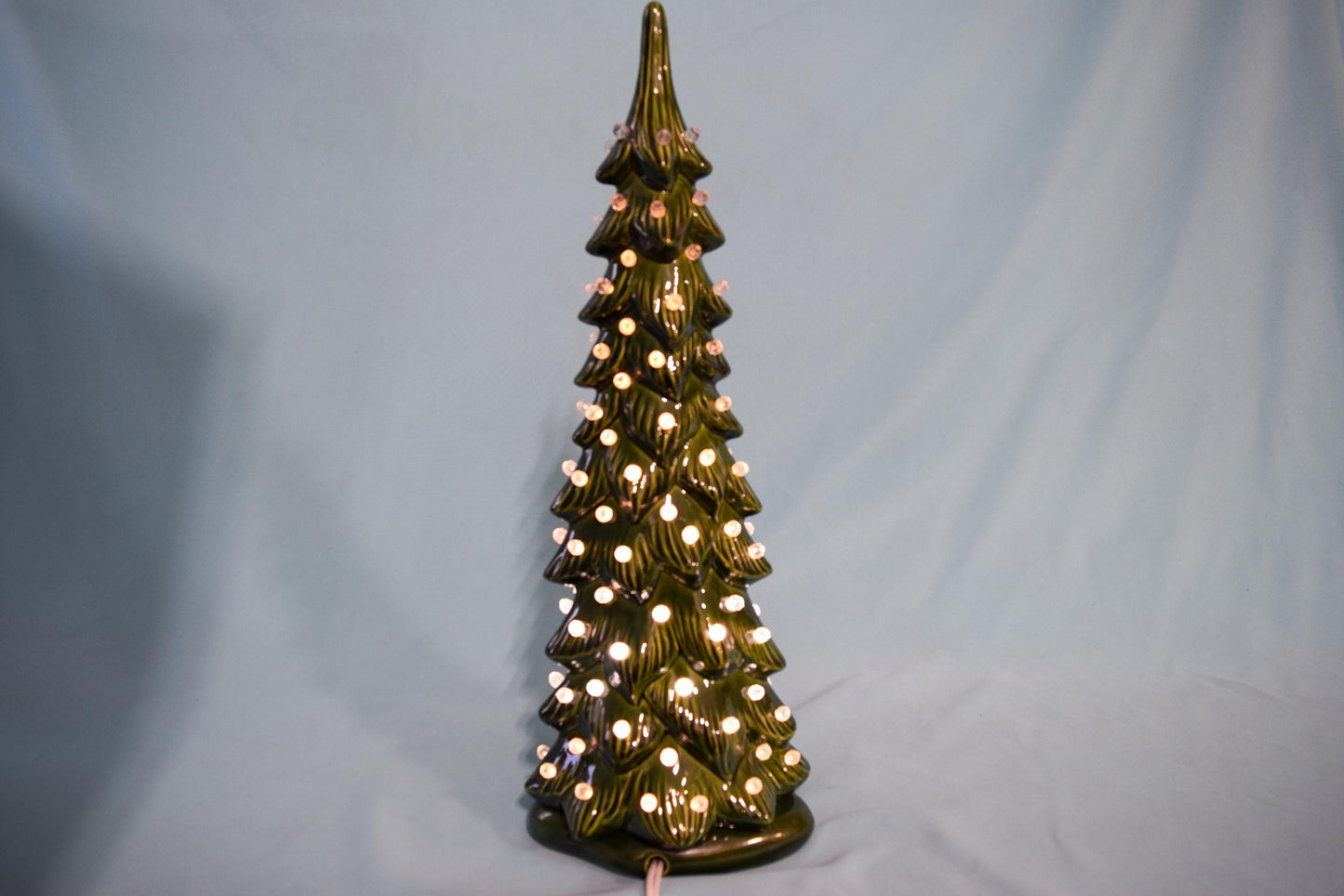 Medium Wispy Pine With Only Clear Lights - Ceramic Christmas Tree- Classic, Clean, Beautiful - Teresa's Ceramics