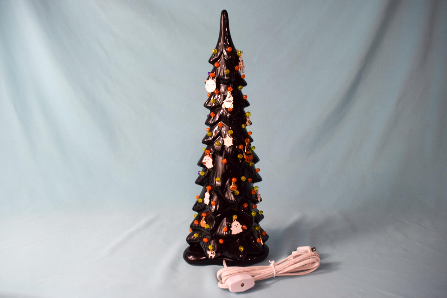 Illuminated Wispy Ghost Ceramic Tree | Spooky Halloween Decor | Retro Heirloom Fall Home Accent