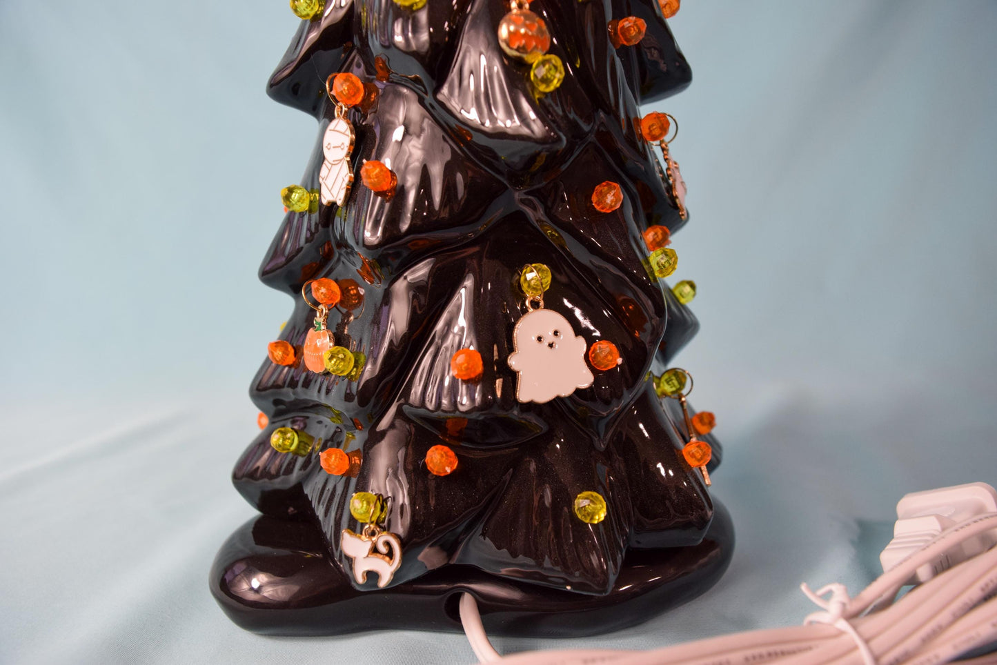 Illuminated Wispy Ghost Ceramic Tree | Spooky Halloween Decor | Retro Heirloom Fall Home Accent