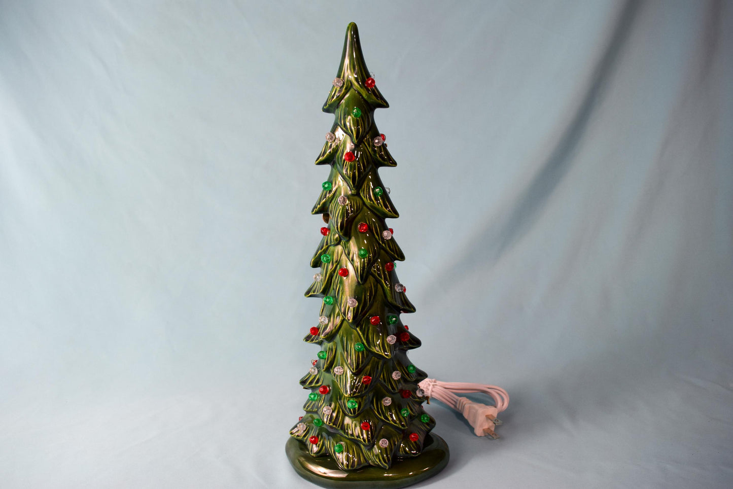 Spooky Black Skeleton Key Halloween Tree with Eerie Green Illumination - Gothic Ceramic Decor