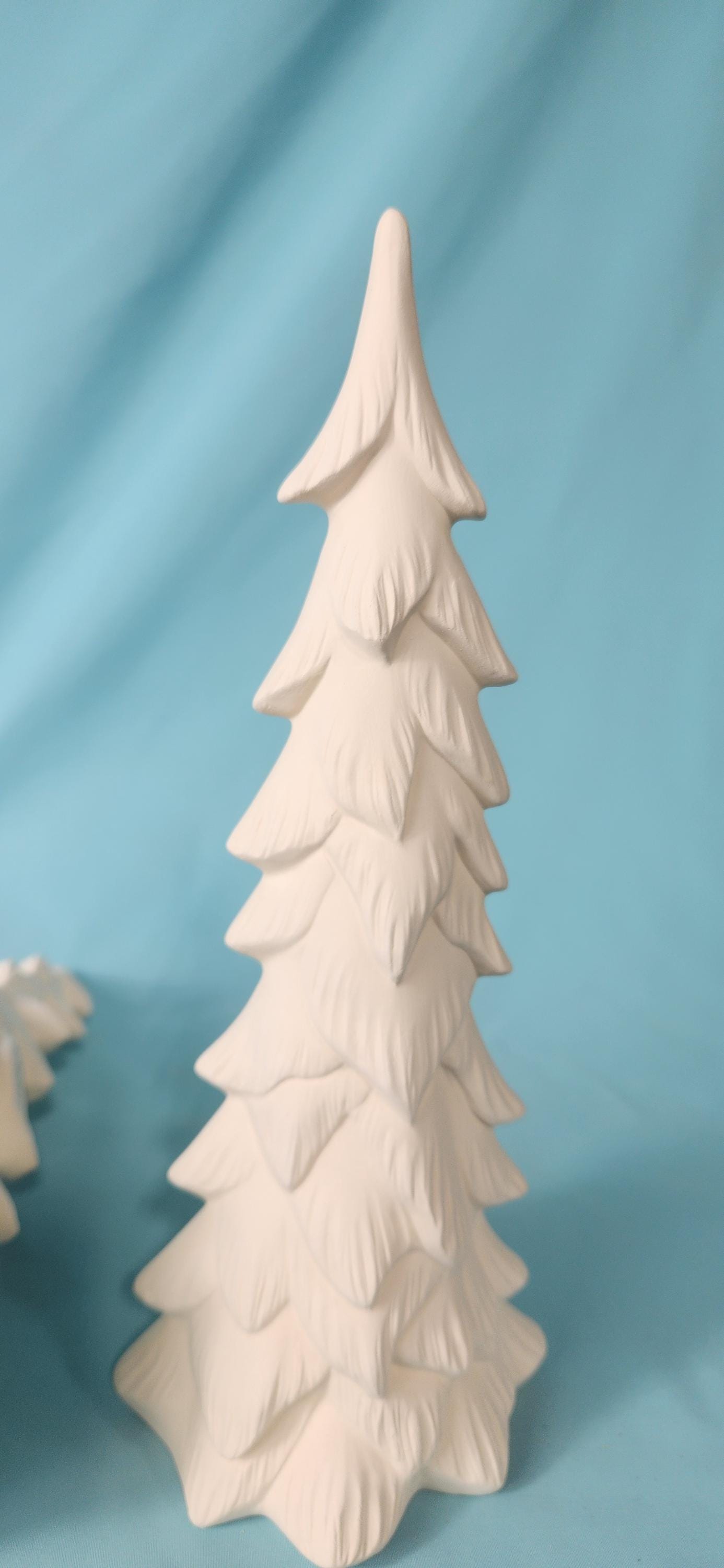 Ready To Paint | Select Your Size | Wispy Bisque Trees | Heirloom Ceramic Tree | Winter Holiday Decor | Night Light - Teresa's Ceramics