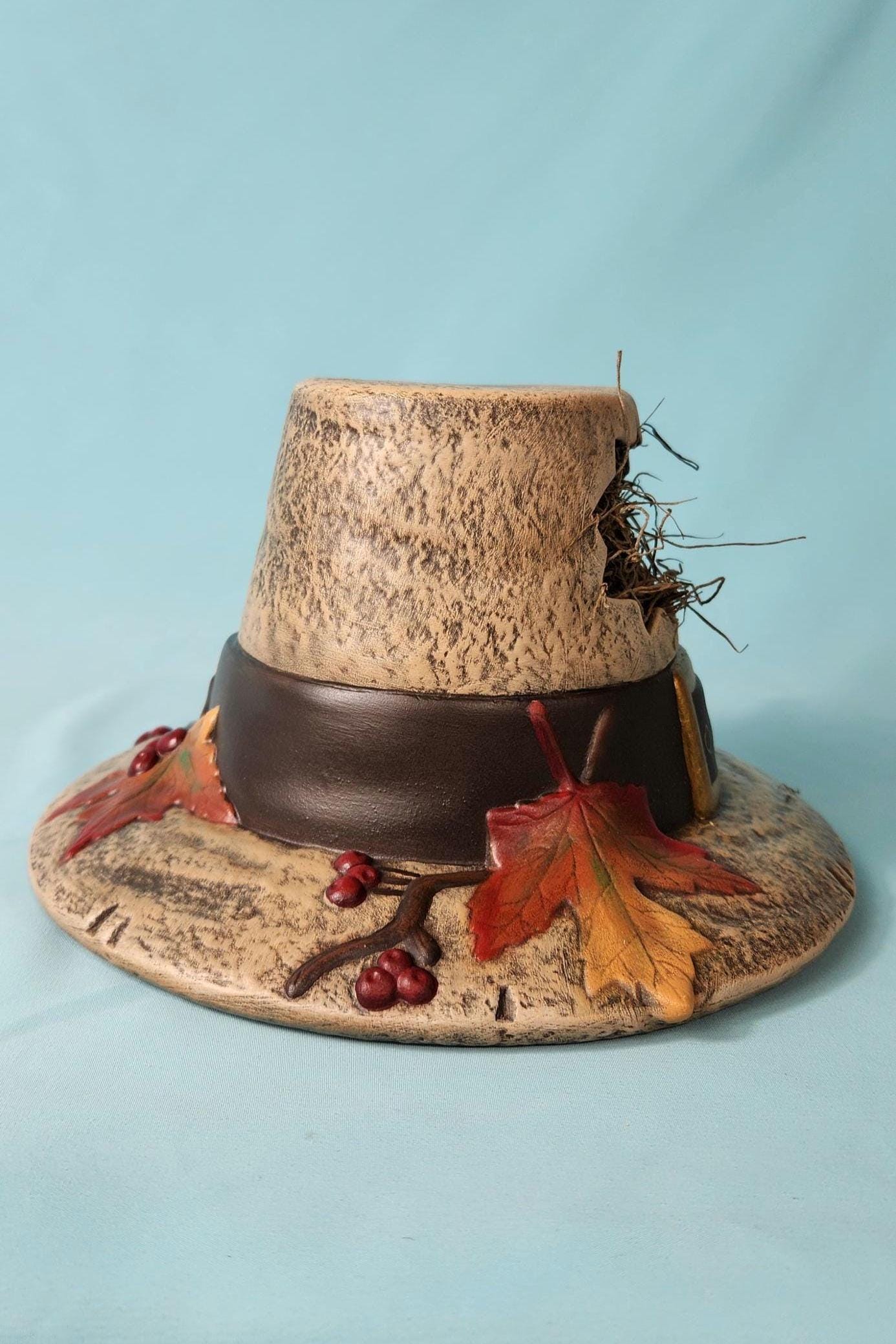 Thanksgiving Centerpiece - Pilgrims hat - Thanksgiving decoration - Fall Decor - Autumn display - Pilgrim decor