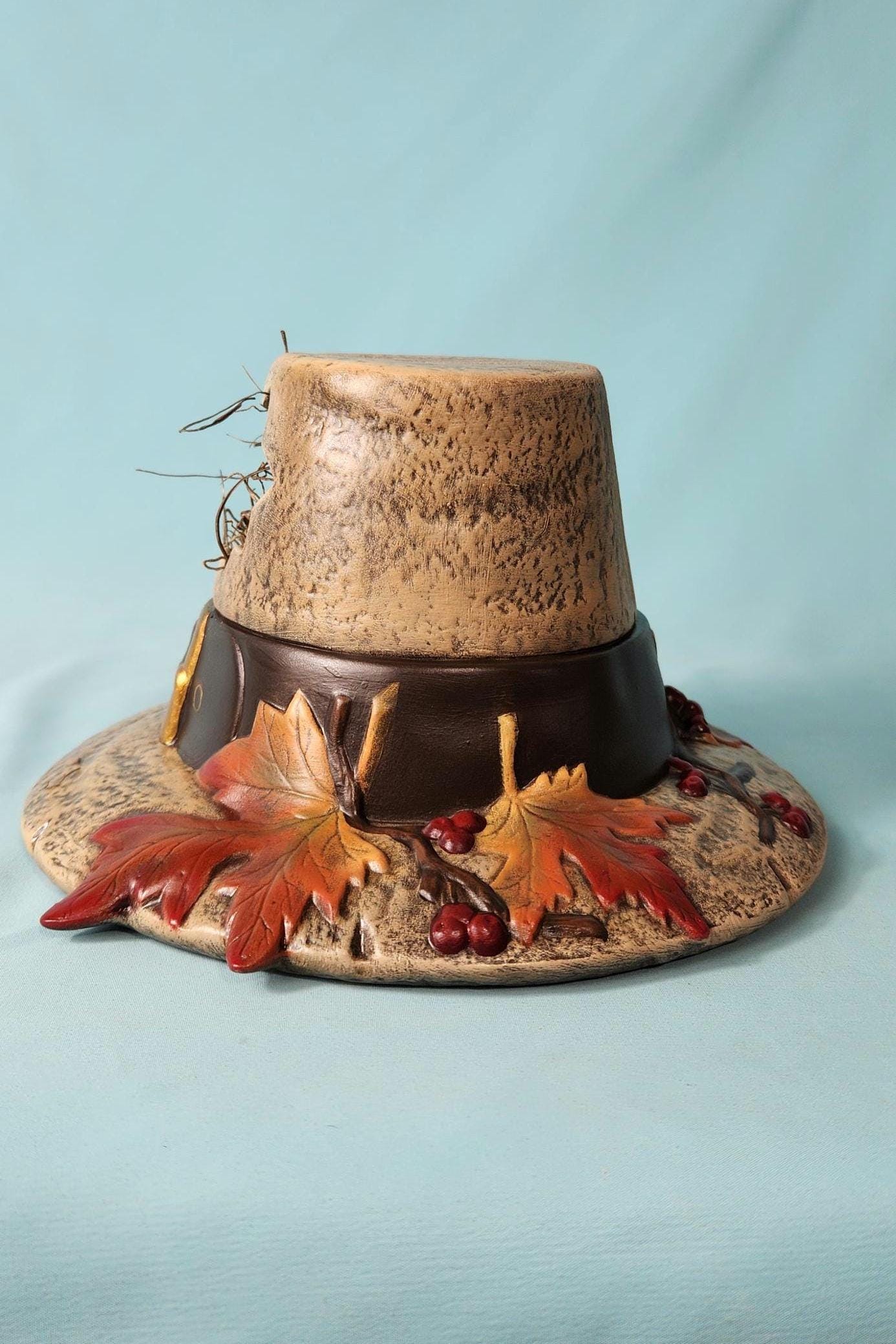Thanksgiving Centerpiece - Pilgrims hat - Thanksgiving decoration - Fall Decor - Autumn display - Pilgrim decor