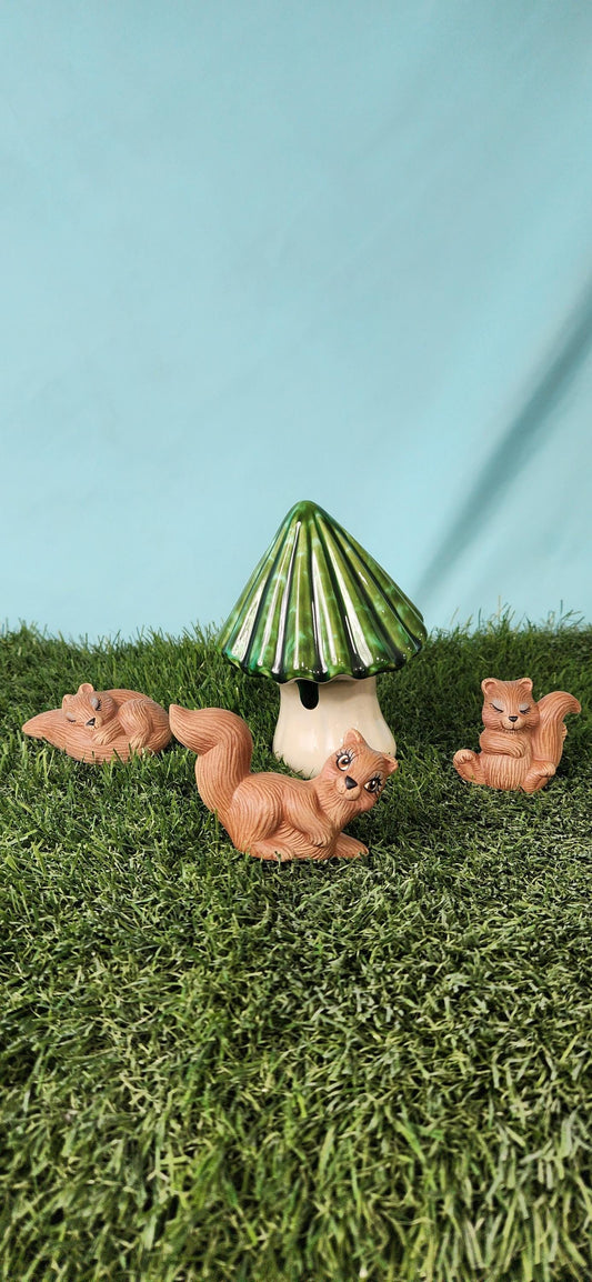RESERVED for Suellen - Squirrel Friend and a green wormy - Teresa's Ceramics