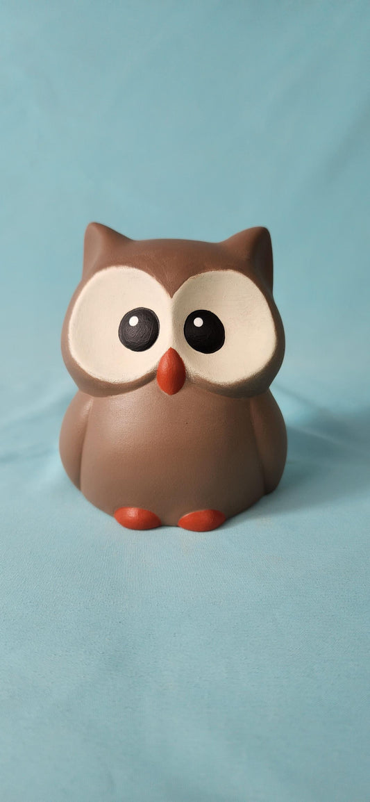 Adorable Brown Ceramic Owl Figurine - Miniature Bird Sculpture for Home Decor - Unique Gift for Animal Lovers - Teresa's Ceramics
