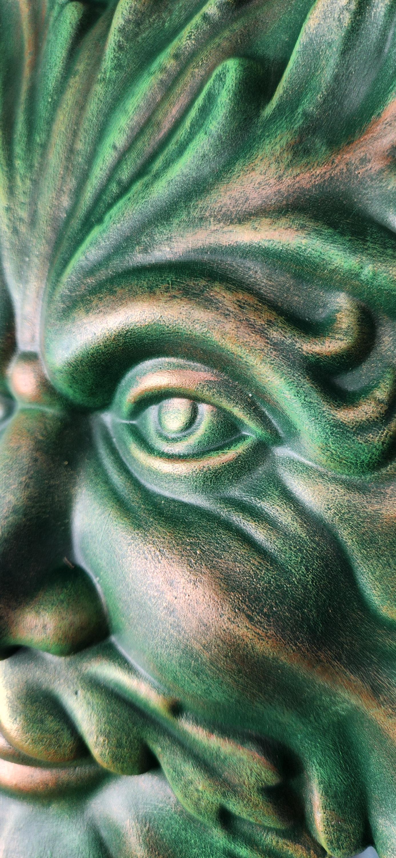 Leafman Greenman Nature Plaque: Handmade Copper & Gold Garden Wall Art Decor for Outdoor Spaces